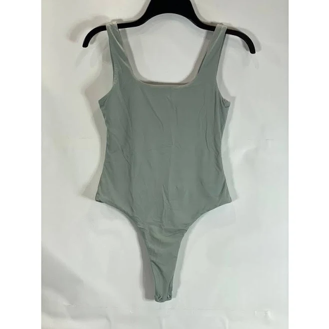 Meshki Women's Pastel Sage Green Scoop Neck Sleeveless Bodysuit Sz S
