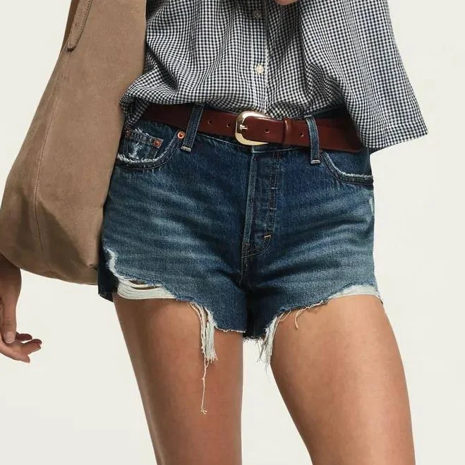 Lucky Brand Women's High-Rise Hidden Denim Mom Shorts