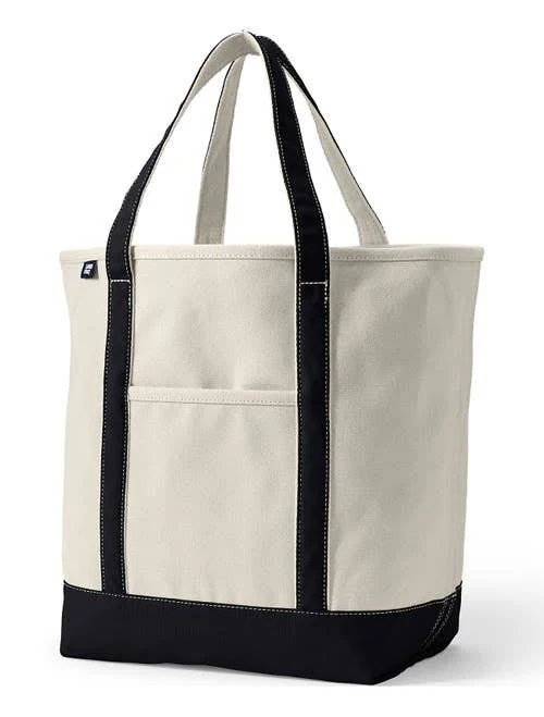 Lands' End Medium 5 Pocket Open Top Canvas Tote Bag
