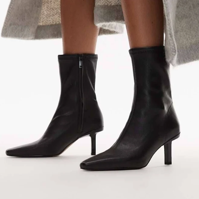 & Other Stories Leather Pointed Toe Heeled Ankle Boots
