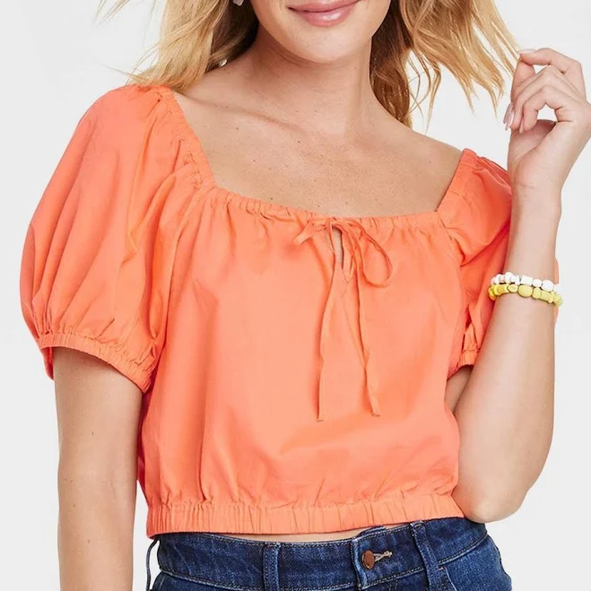 Universal Thread Women's Puff Short Sleeve Peasant Top