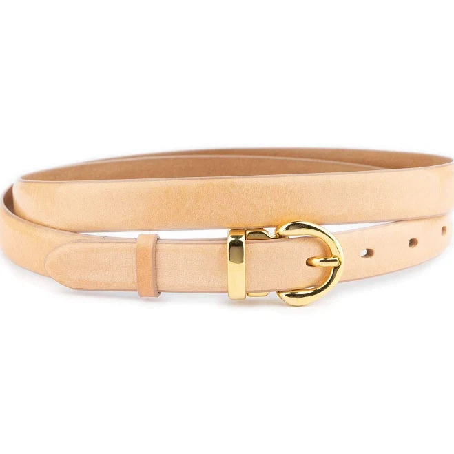Genuine Leather Belt with Gold Buckle