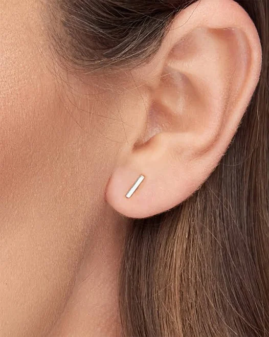 925 Sterling Silver Minimal Geometric Bar Stud Earrings