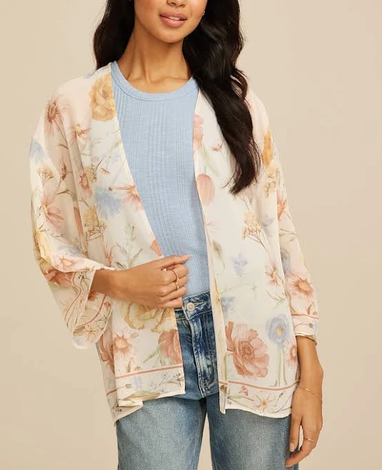 maurices Women's Floral Chiffon Kimono