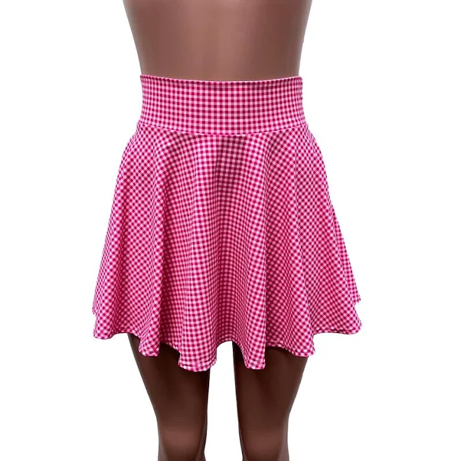 Barbie Gingham Plaid High Waisted Skater Skirt