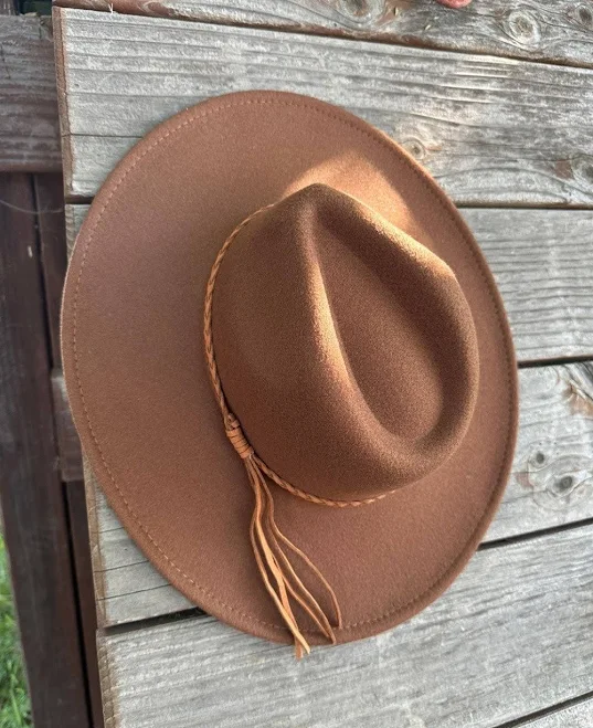 Wide Brim Felt Hat with Rope Band