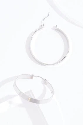 Thin Silver Hoop Earrings