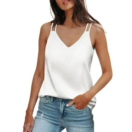 Women's Silk Satin V-Neck Camisole Tank Tops