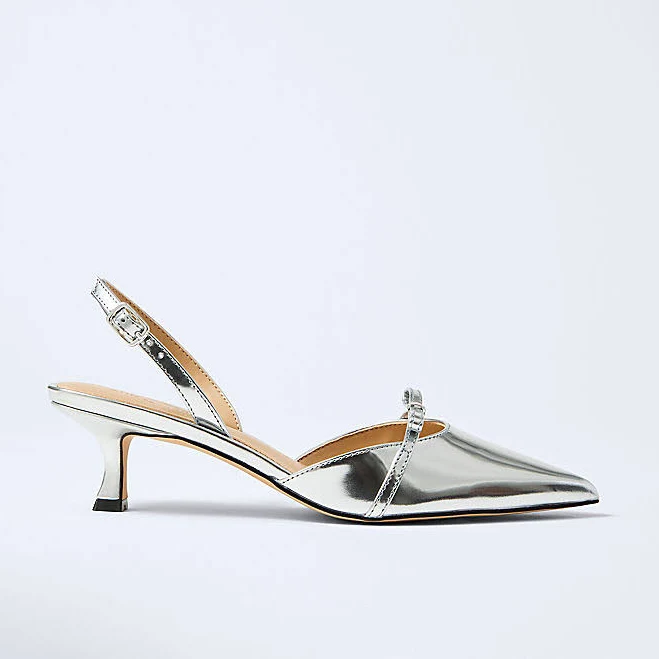 Ann Taylor Women's Metallic Leather Slingback Pump