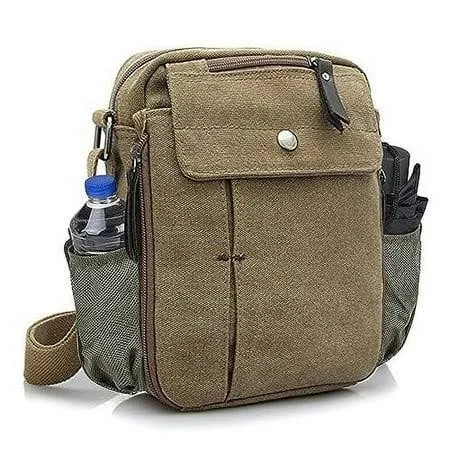 Ciana Men's Multifunctional Canvas Crossbody Bag with Bottle Holder