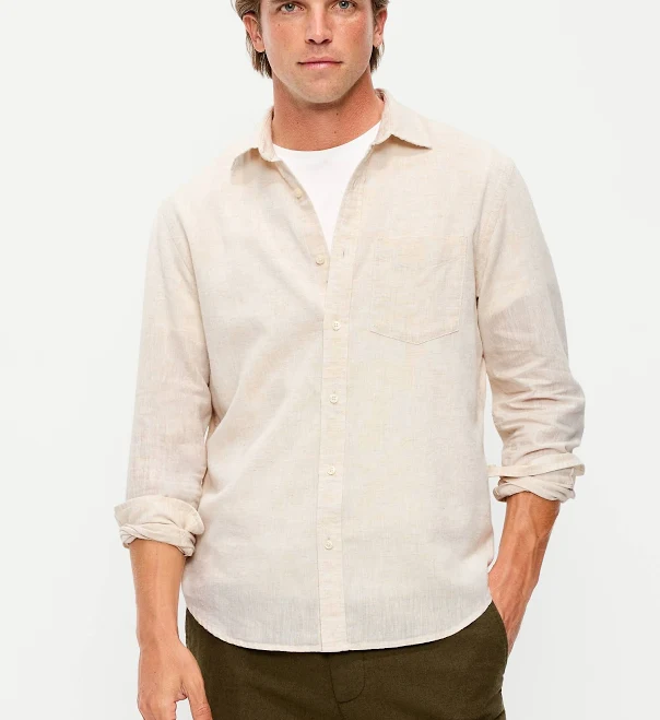 Old Navy Men's Classic Fit Linen-Blend Shirt