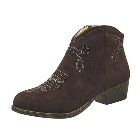 Hopeusnice Women's Western Suede Ankle Boots