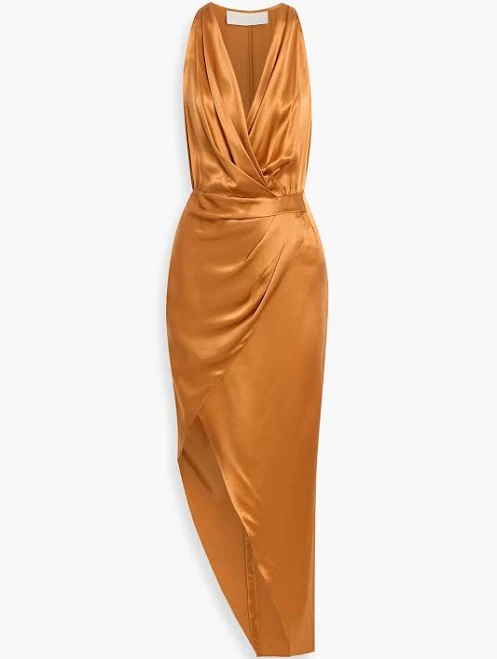 Michelle Mason Wrap-effect Silk-Satin Midi Dress