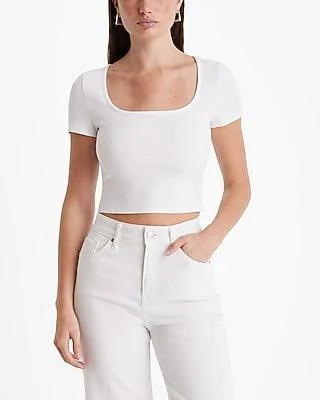 Express Women's Fitted Ribbed Square Neck Baby T-Shirt