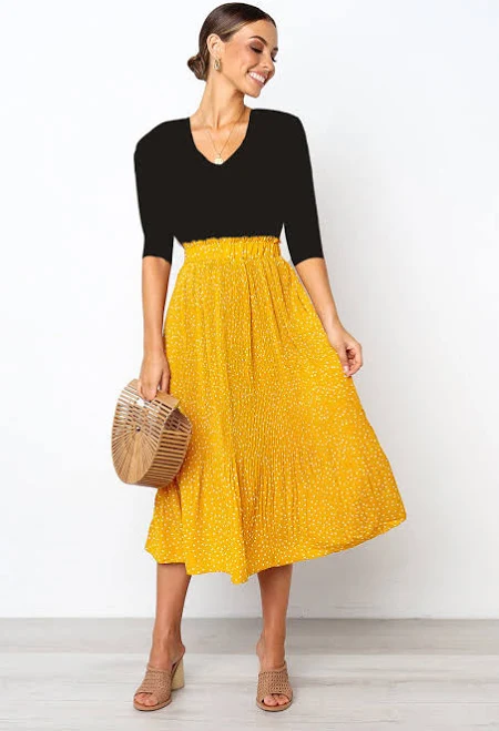 Daisy Store Women's Pleated Polka Dot Skirt Set