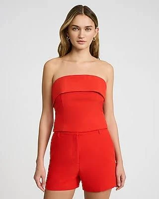 Express Women's Editor Signature Stretch High Waisted Tailoin Red Shorts