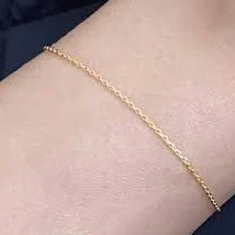 14K Solid Gold Minimalist Thin Chain Bracelet