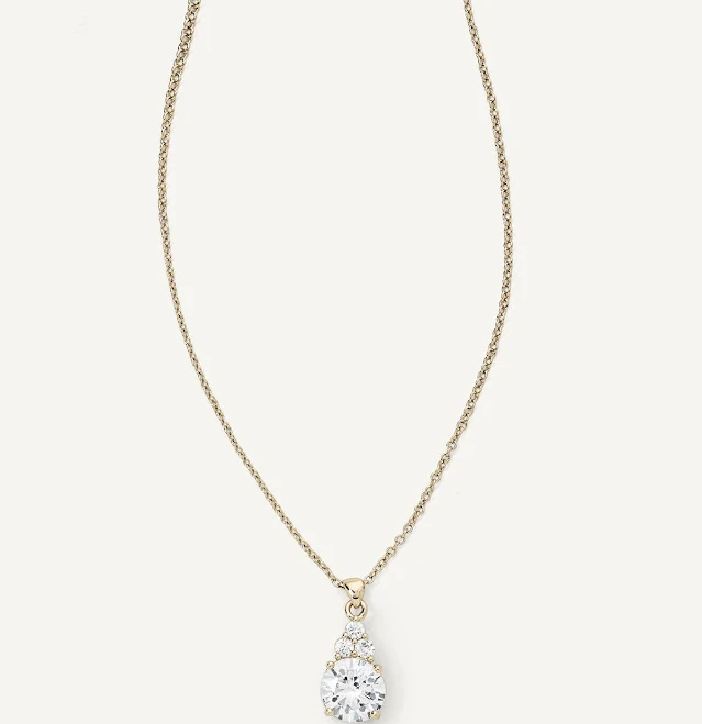 Chloe Crystal Pendant Necklace Rose Gold