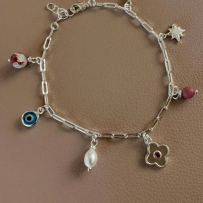 Dainty Silver Charm Bracelet