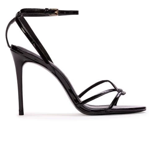 Black Suede Studio Women's Miley 100 Patent Leather Sandals