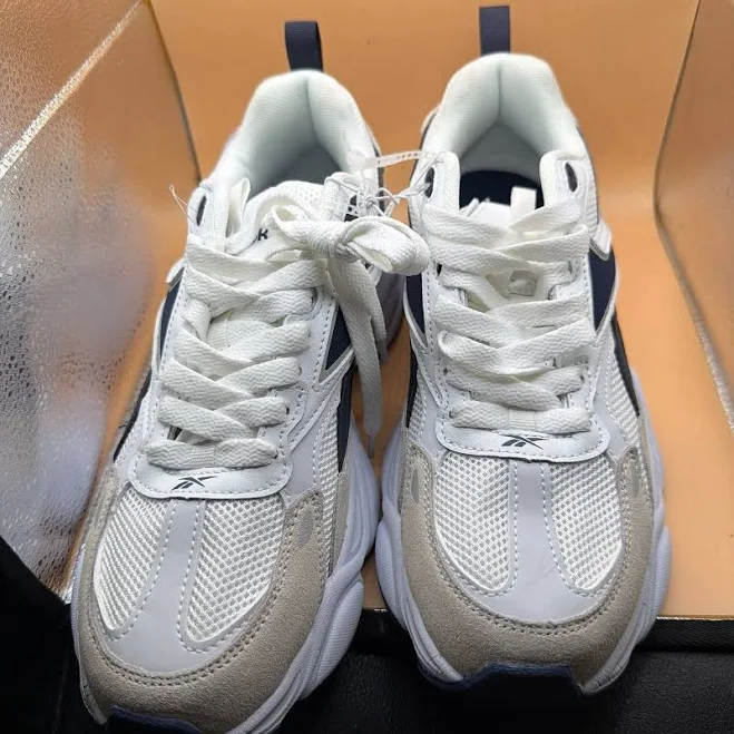 Reebok Royal Charge Ar30246m White And Navy Chunky Dad Sneakers