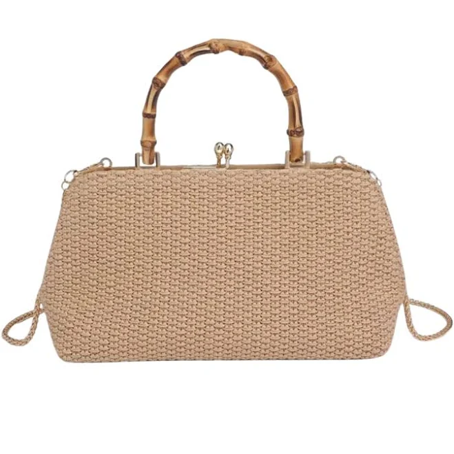 Tillie Bamboo Handle Raffia Clutch Bag