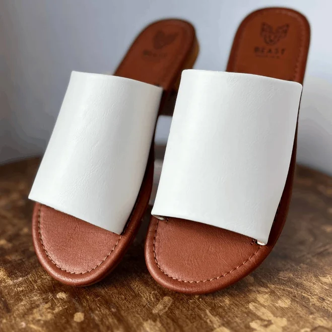 Vegan Leather Slide Sandals