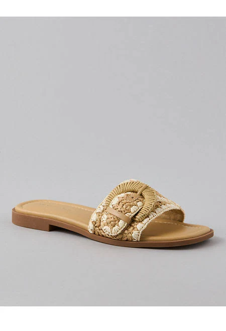 AE Raffia Buckle Slide Sandal