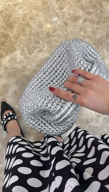 Raffia and Leather Clutch Pouch Bag