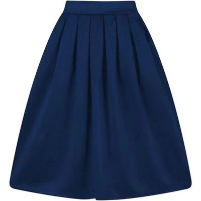 LEVEN Women's Vintage High-Waist Pleated Midi Skirt