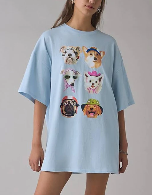 Urban Outfitters Oversized Dog Collage T-Shirt Dress