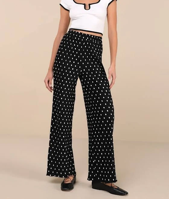 Lulus Polka Dot Pleated High-Rise Pants