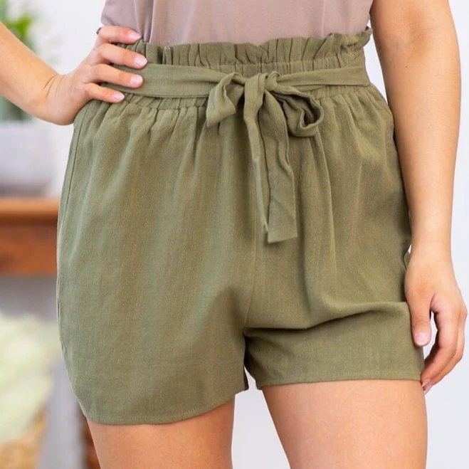 Staccato Women's Self Tie Waist Paperbag Shorts