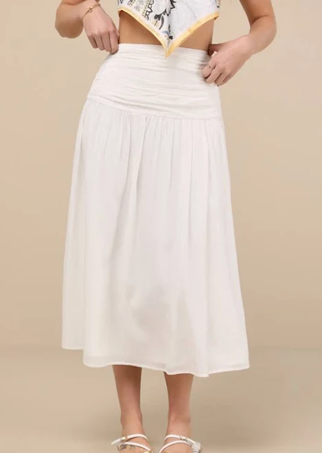 Lulus Textured A-Line Midi Skirt