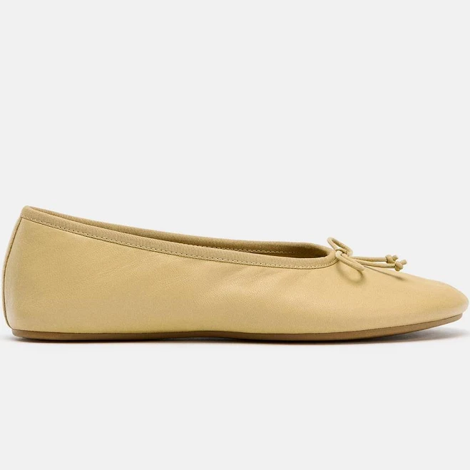 Zara Leather Ballet Flats with Bow