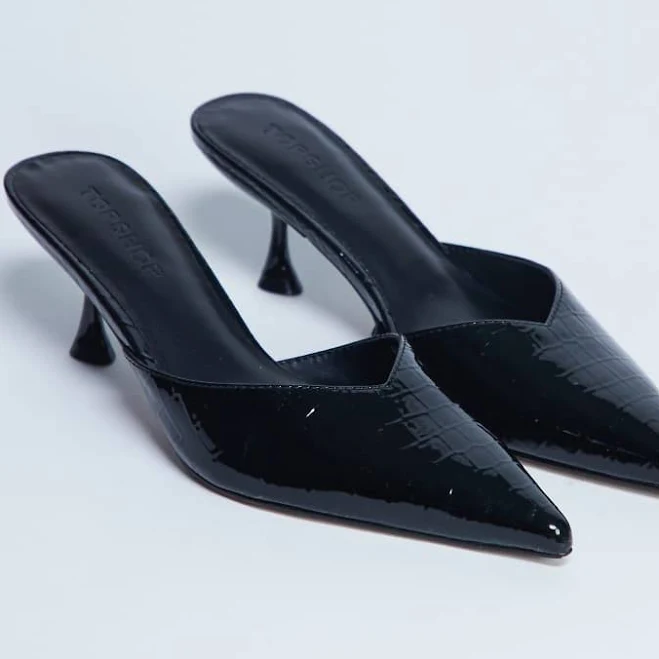 Topshop Ivette Croc Patent Mules