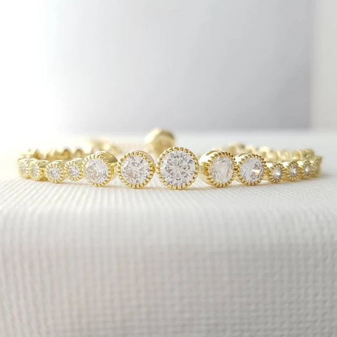 Poetry Designs Round Crystal Tennis Bracelet