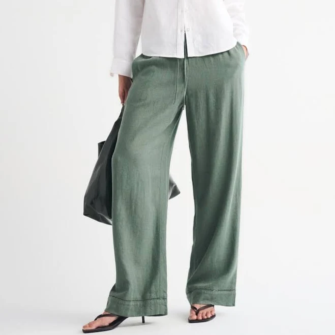 Abercrombie & Fitch Women's Linen-Blend Pull-On Pants