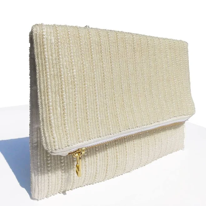 Vintage Inspired Pearl Beaded Clutch Purse