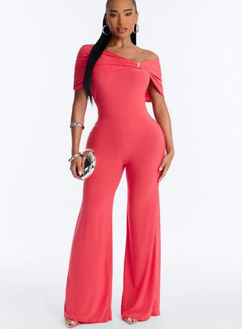 Fashion Nova Women's Inez Draped Wide Leg Jumpsuit