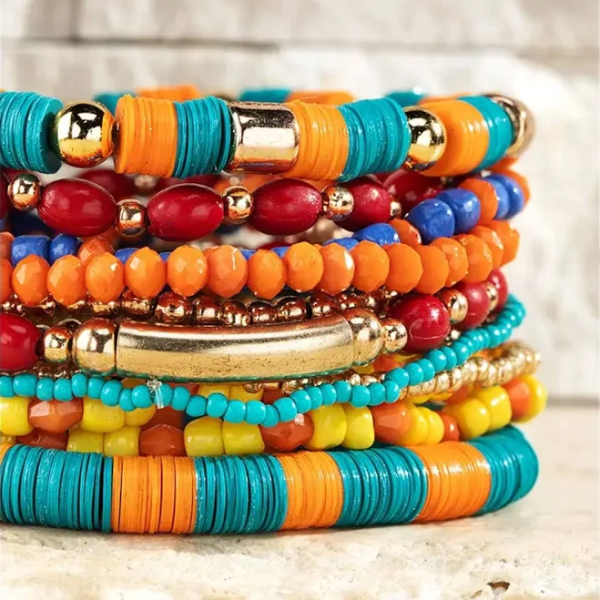 12-Set Multi Layered Beaded Bracelet