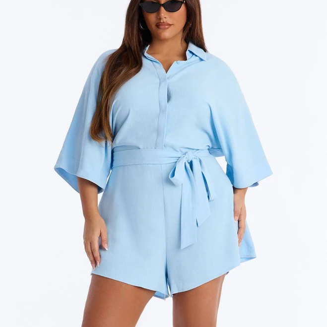Fashion Nova Charlotte Linen Romper