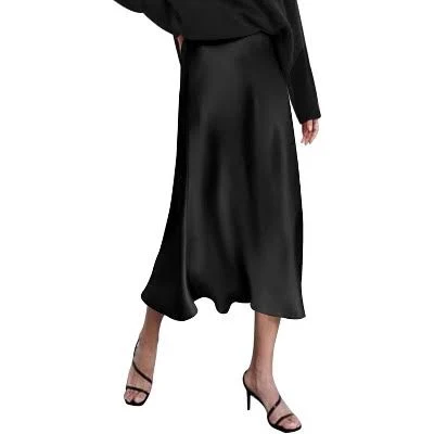 LEVEN Sixteen Women's High Waist Satin A-Line Skirt