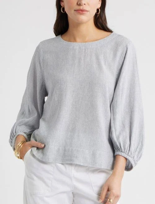 Caslon Linen Blend Balloon Sleeve Top