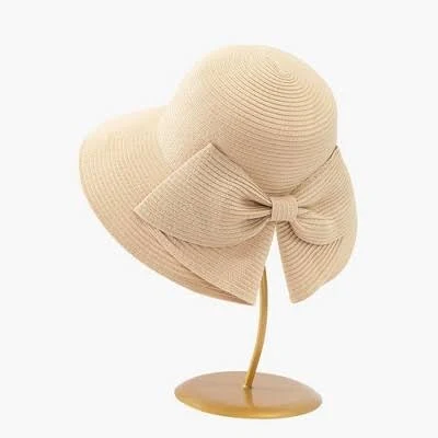 Anna-Kaci Women's Wide Brim Straw Sun Hat with Oversized Bow