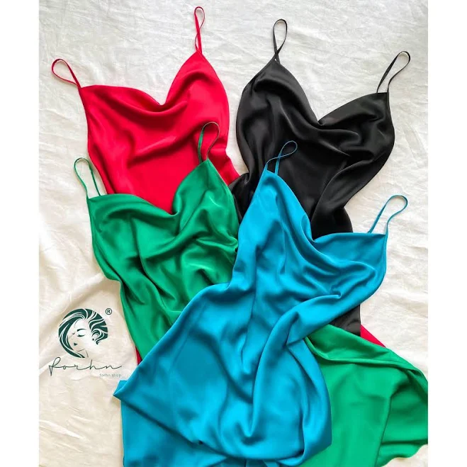 Satin Midi Slip Dress | Cowl Neck Silky Dress, Custom Color Bridesmaid Gift Champane-Beige Blush