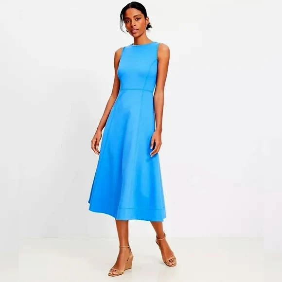 Loft Ann Taylor Women`s Ponte Seamed Midi Tank Dress In Cobalt Blue