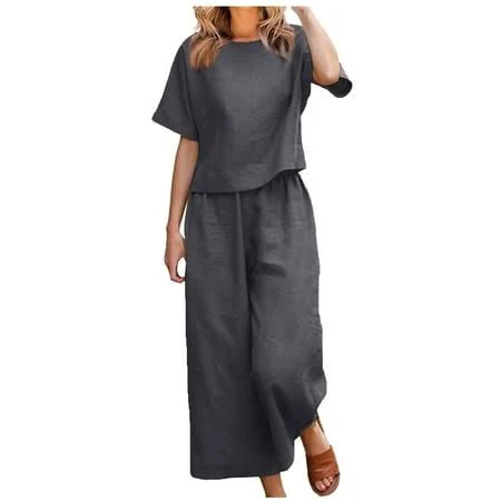 Women's Cotton Linen 2 Piece Lounge Set