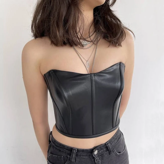 Korean Leather Off The Shoulder Overbust Corset
