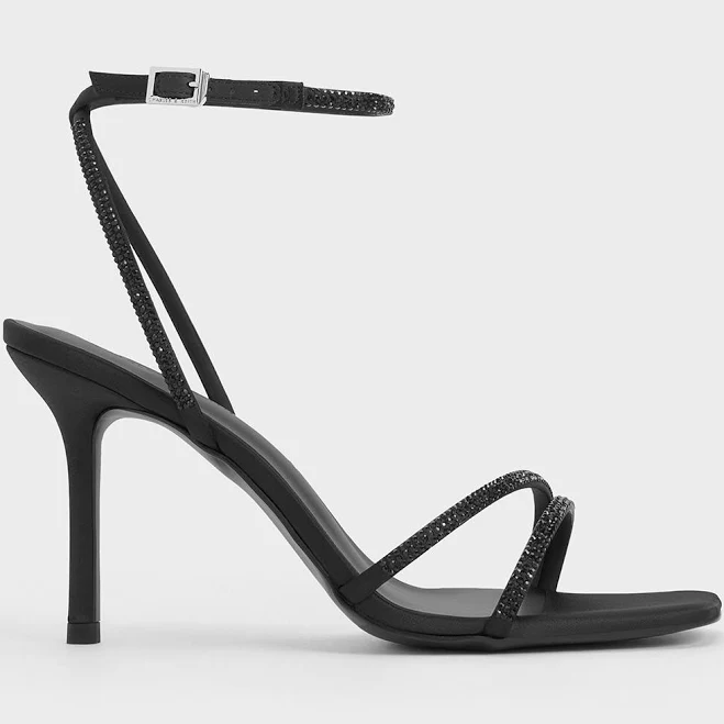 Charles & Keith Crystal-embellished Stiletto-Heel Sandals